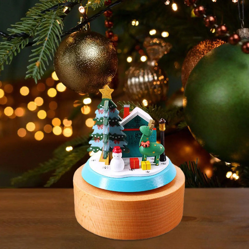 Christmas Musical Box with Revolving Dolls Handmade Play Merry Christmas Songs for Friends Children Wife New Year Collectible Quake Elk Snowman