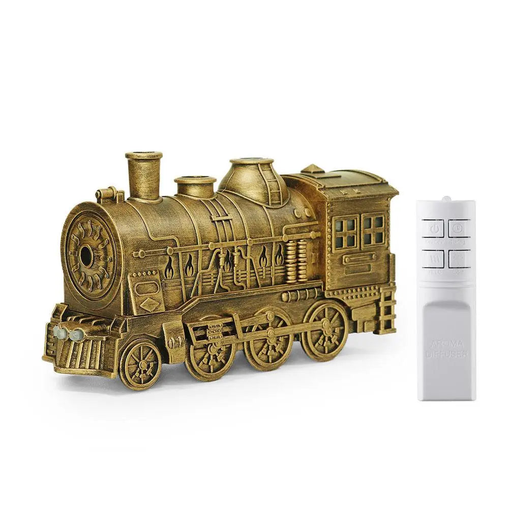Creative Train Aroma Diffuser 300ml Ultrasonic Humidifier Jellyfish Mist Remote Control Timer LED Night Light for Office Bedroom Quake Copper US