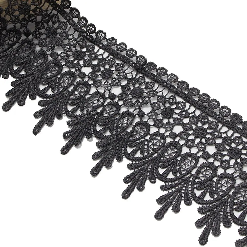 1 Yard High Quality Beautiful Black Lace Ribbon Tape 90MM Lace Trim DIY Embroidered For Sewing Decoration African Lace Fabric Quake black
