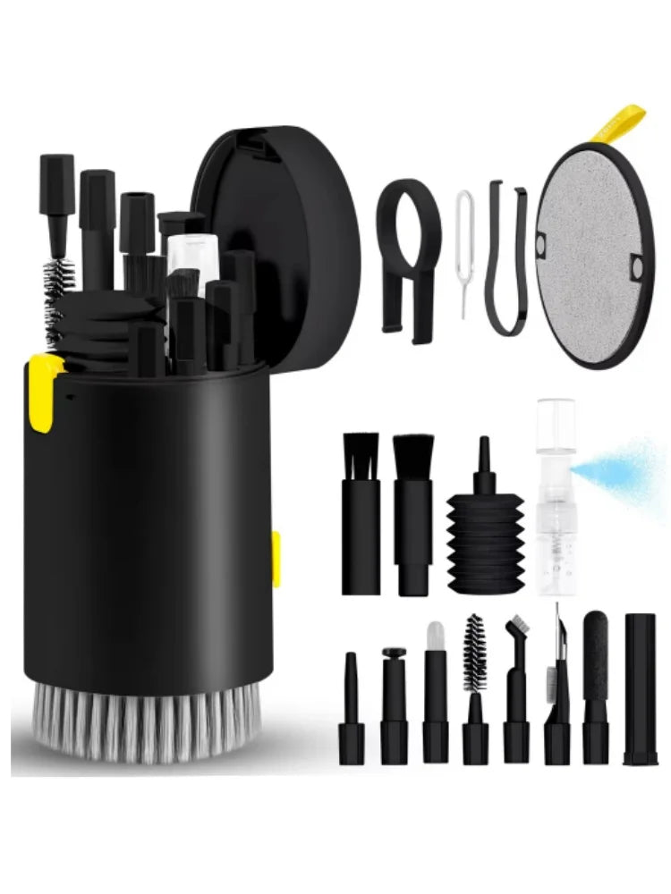 Cleaning Tool Set Is Suitable for iPhone Charging Ports and Crevice Brushes, AirPods Cleaning Sticks, Computer Keyboard Brushes, Quake Black
