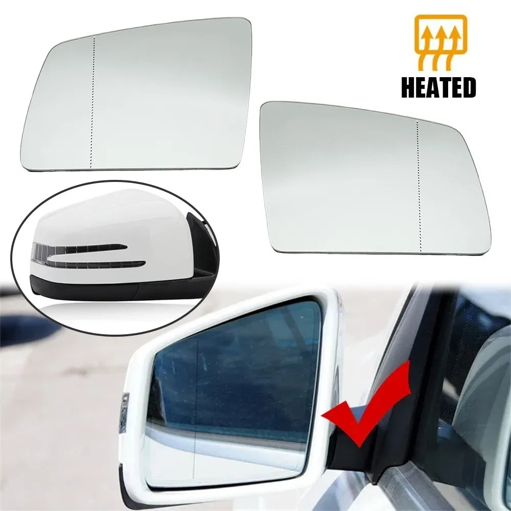 For Mercedes-Benz GL ML GLE GLS G R Class W166 W164 1x Left Right Side Rear View Lens Split Mirror Heated Door Glass Rearview Quake