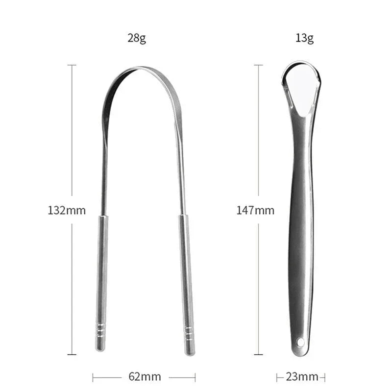 Oral Care Hygiene Health Care Tongue Scraper 2Pcs Stainless Steel Tongue Cleaner Oral Care Hygiene Scraper Dental Tool Quake