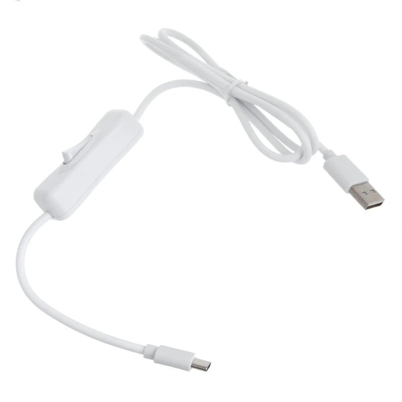 USB Cable withSwitch Type-C USB2.0 Adapter Cord 5V3A Type C to USB A Charger and Data Transfer forRaspberryPi 4B hubs K1KF Quake White 30cm