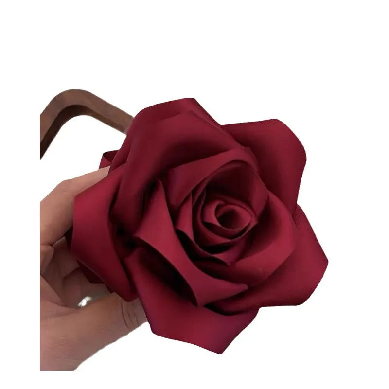 Fabric Rose Flower Hair Claw Clips Elegant Sweet Women Girls Hairg Grab Clip Korean Fashin Stain Floral Shark Clamp Accessories Quake