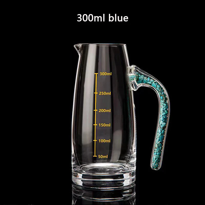 YWDL Lead-Free Crystal Glass Liquor Dispenser 100/300ml Measuring Pot Gold Foil Sake Small Wine Pot Container for Wine Bottle Quake 300ml blue