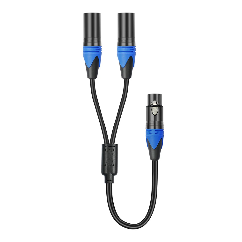 Premium XLR Splitter Cable 50CM 2 Pack Male to Dual Female Audio Extension Cord for Microphone Mixer Sound System Use Quake FMM