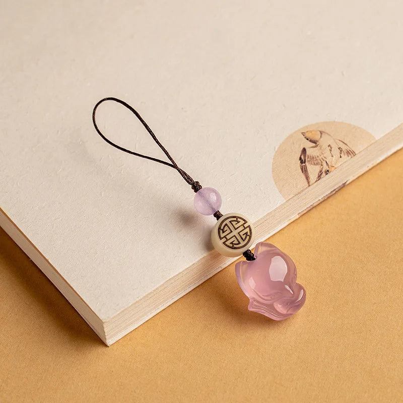 1pc Creative cute and exquisite female phone chain pendant suitable for various phone decorations accessories Quake phone strap Pink Fox