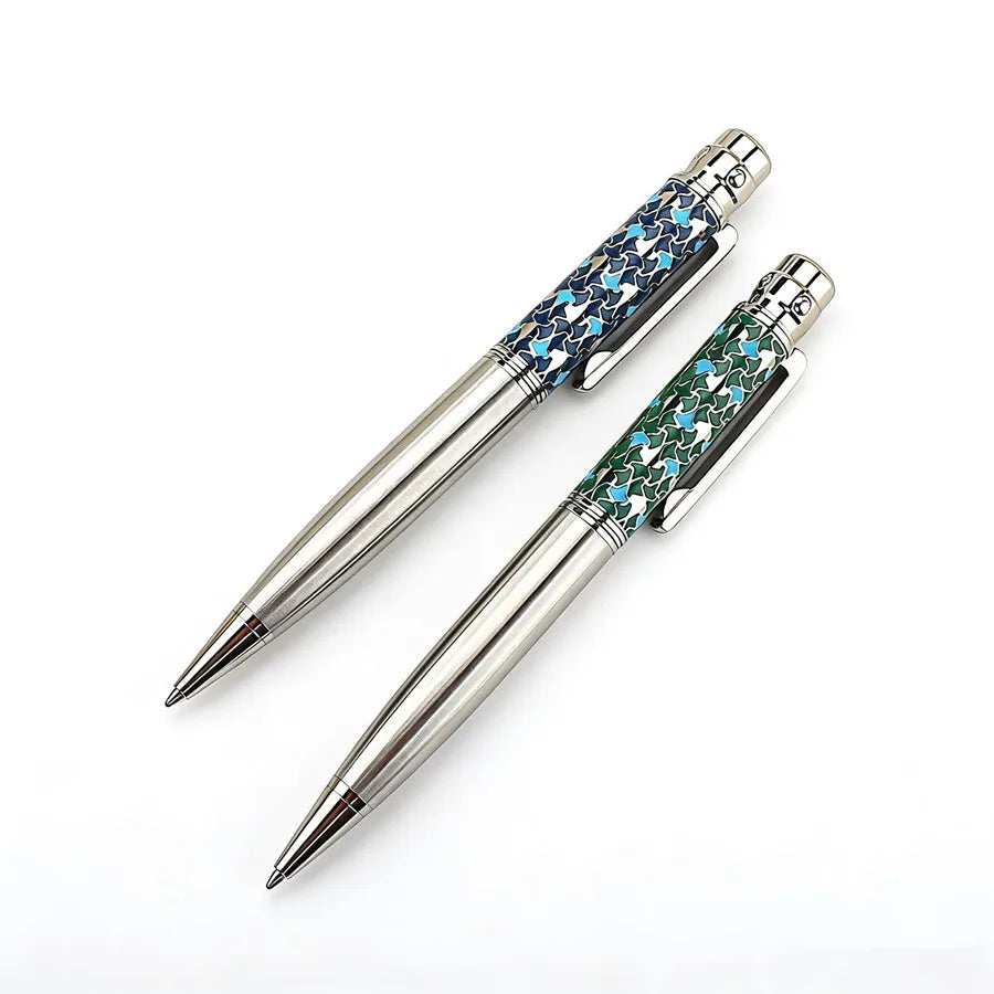 High-Grade Stainless Steel Metal Ballpoint Pen, Exquisite Enamel Decor Business Pen, 0.7mm Fine Point Smooth Writing Pen Quake
