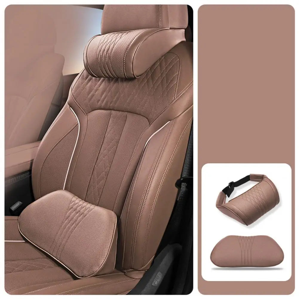 Car Headrest Lumbar Support Pillow Set Universal Memory Foam Car Headrest Neck Pillow Ergonomic Auto Neck for Long for Car Quake