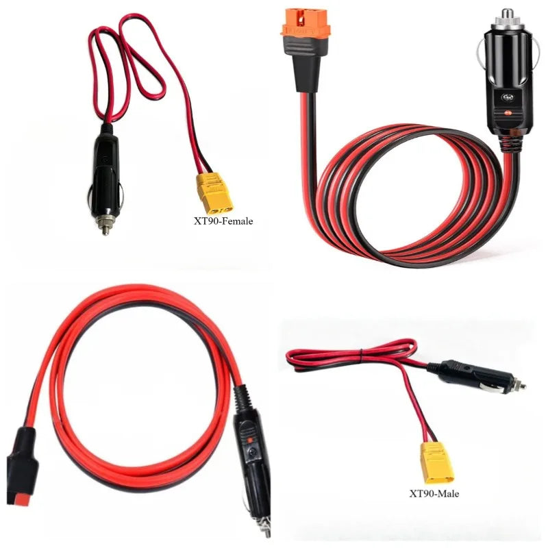 XT60I/90 to Cigarette Lighter Male Plug Conversion Wire 12AWG Heavy Duty Power Cable for Car RV Portable Power Station Charging Quake