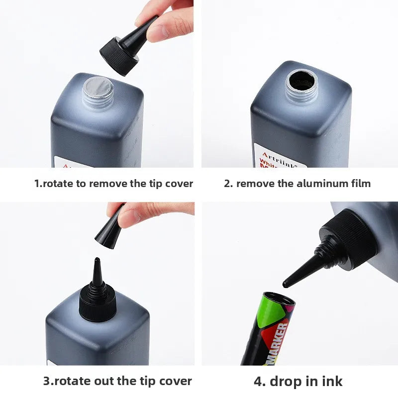 1pc Whiteboard pen ink 500ML replenishment liquid water-based large capacity erasable environmentally friendly filling liquid Quake