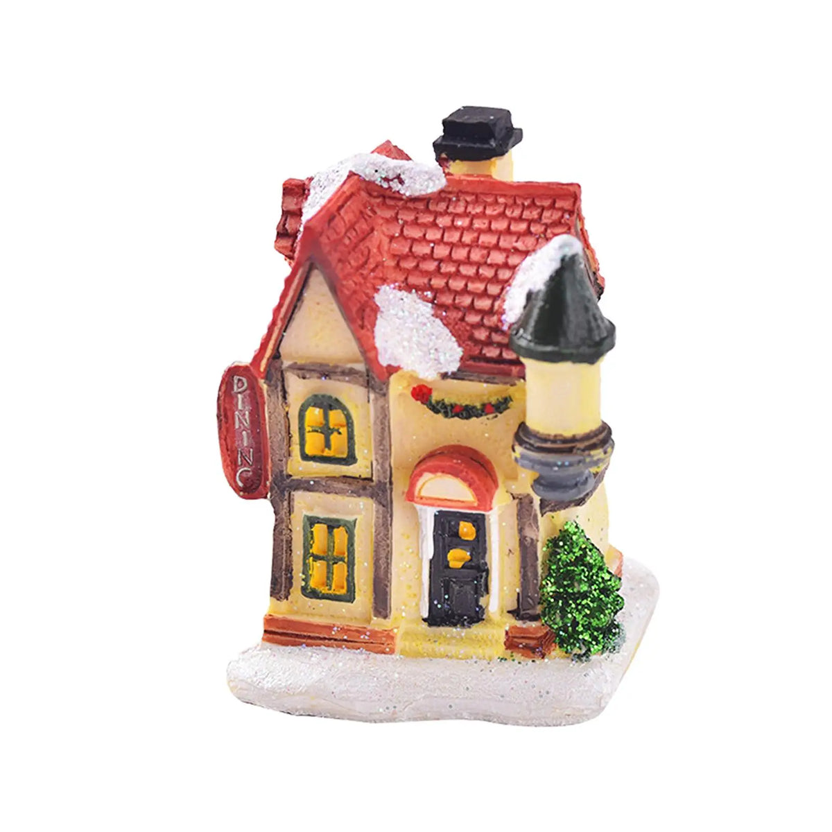 Light up Christmas Village House Decoration Miniature Landscape Desktop Ornament Quake StyleB