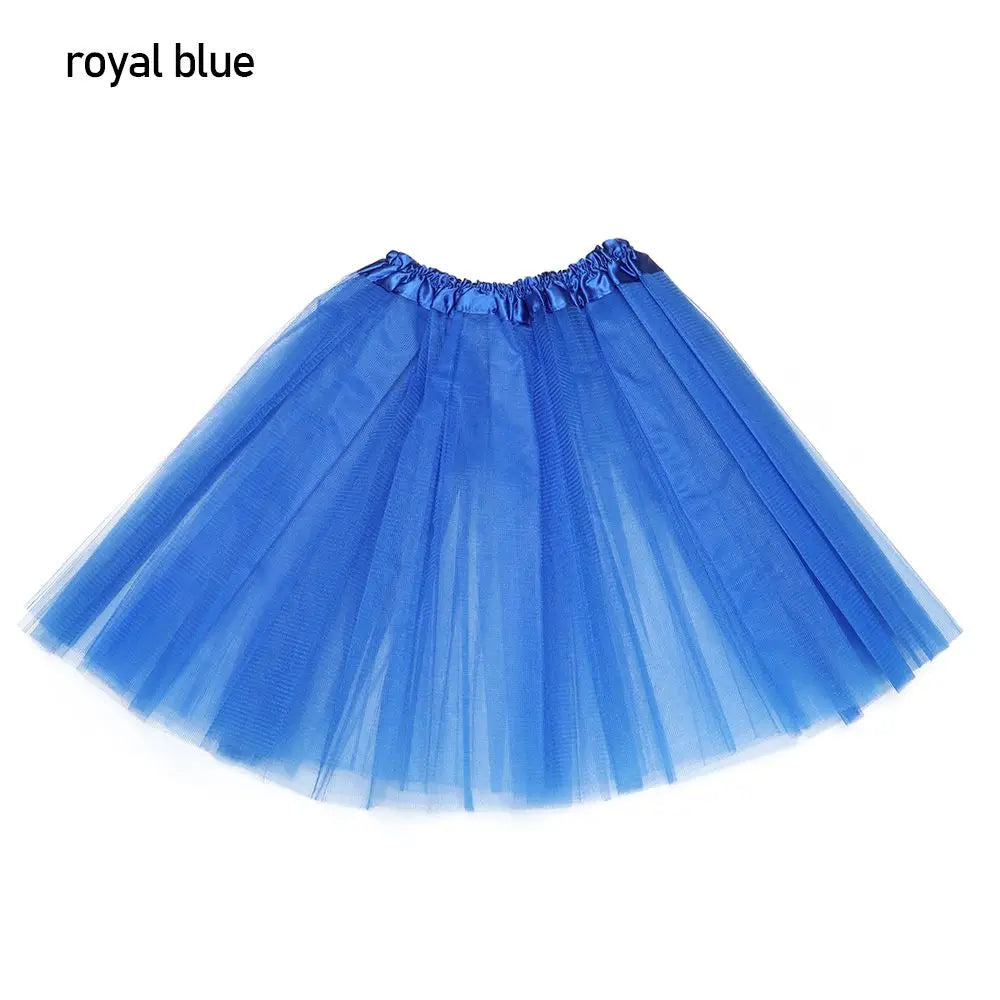 Adult Party Elastic Pleated Dance Puffy Skirts Lolita Petticoat Ballet Skirts Tutus Skirt Quake royal blue One Size