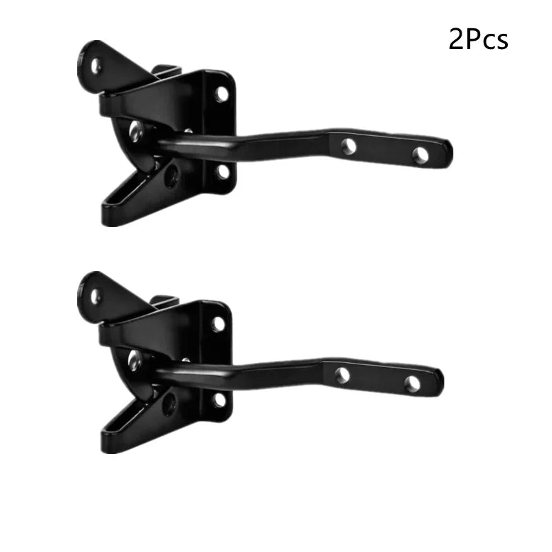 Self Locking Gate Latch Automatic Gravity Lever Fence Gate Lock for Wood Fence Gate Door Latches Steel Black Quake 2Pcs