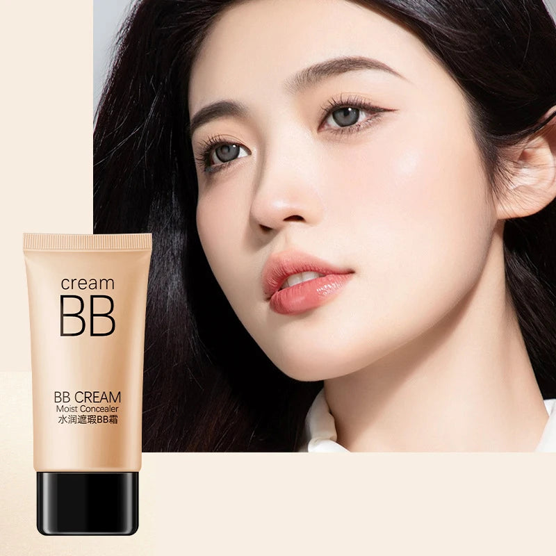 Waterproof BB Cream Full Coverage Concealer, Natural/Ivory Long-Lasting Foundation Makeup,Oil Control,Even Skin Tone,Hide Pores Quake
