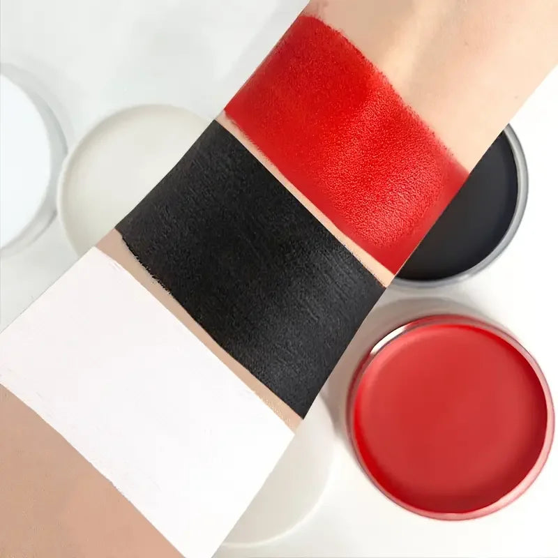 30g Black White Red Monochrome Body Paint Cosplay Face Paint Paste Halloween Party Waterproof Makeup Body Paint Set with Brushes Quake