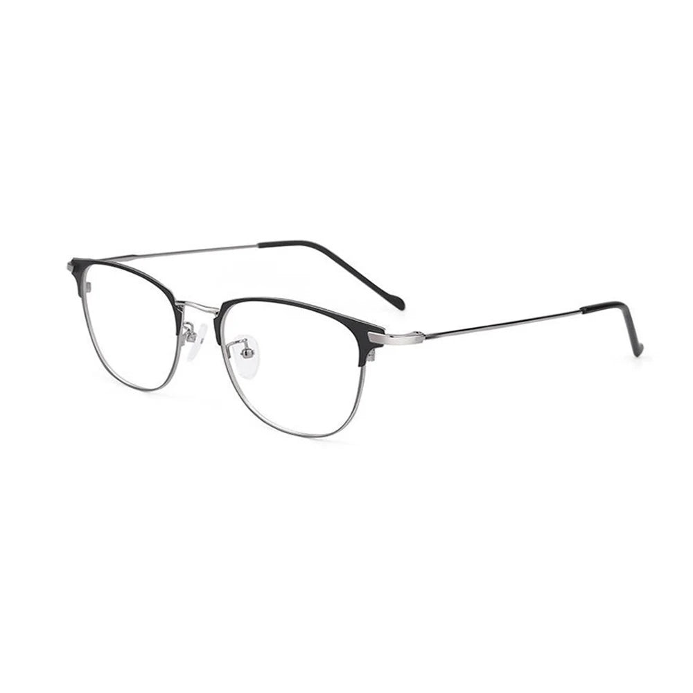 Anti-Blue Light Glasses for Men Women Fashion Oversized Metal Frame Ultralight Eye Protection Eyeglasses Office Computer Goggles Quake Black silver