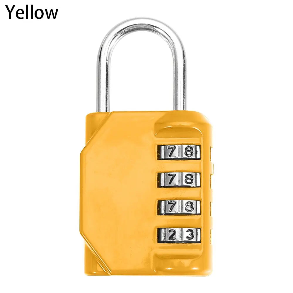 Rust-proof Waterproof Metal Code Lock Travel Accessories 4 Dial Digit Padlock Password Lock Quake yellow