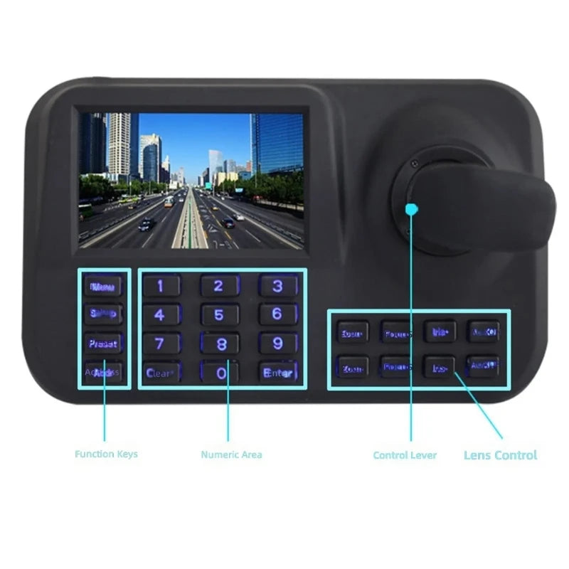 Advanced 3D Joystick PTZ Controller Equipped with 5 Inch Display Camera Control Unit ABS & Metal for Security Systems K1KF Quake