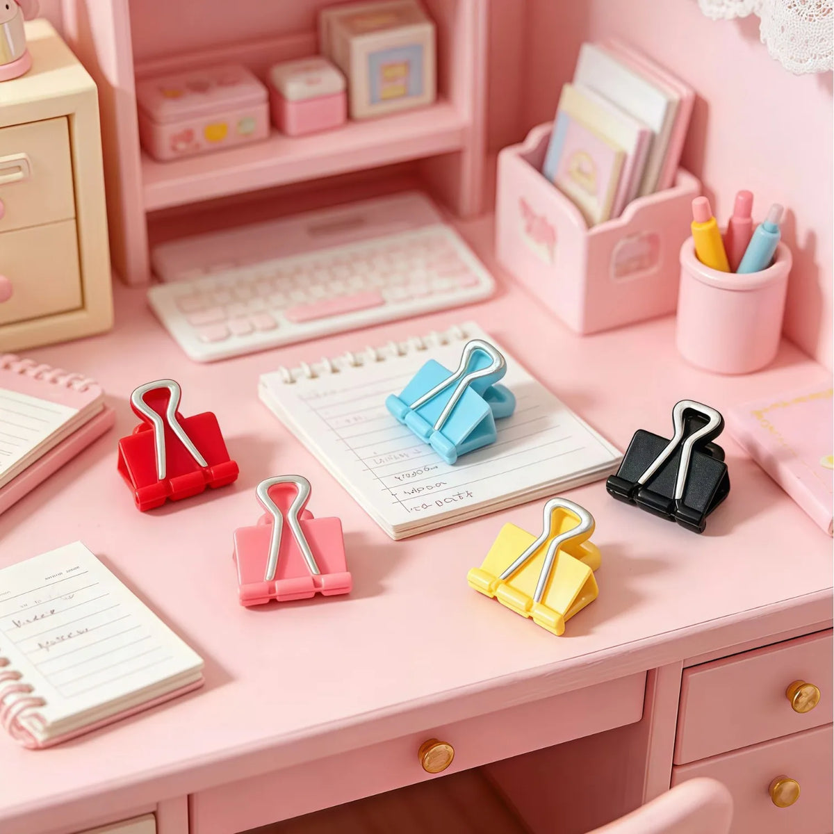 20Pcs Colorful Dollhouse Miniature Clip Model Stationery Children's Toys Simulation Resin Classroom Accessories Dollhouse Decor Quake