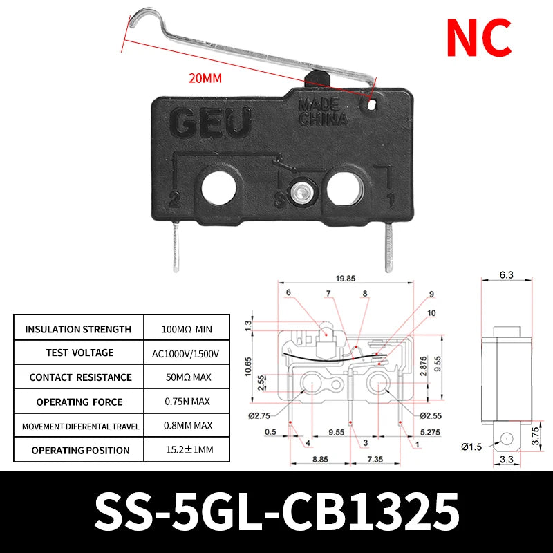 10/50/100PCS Micro Limit Switch with SPDT Snap Action Tact Switch on off Safe, Eco-Friendly for Home Appliance On/Off Control Quake SS-5GL-CB1325 50PCS