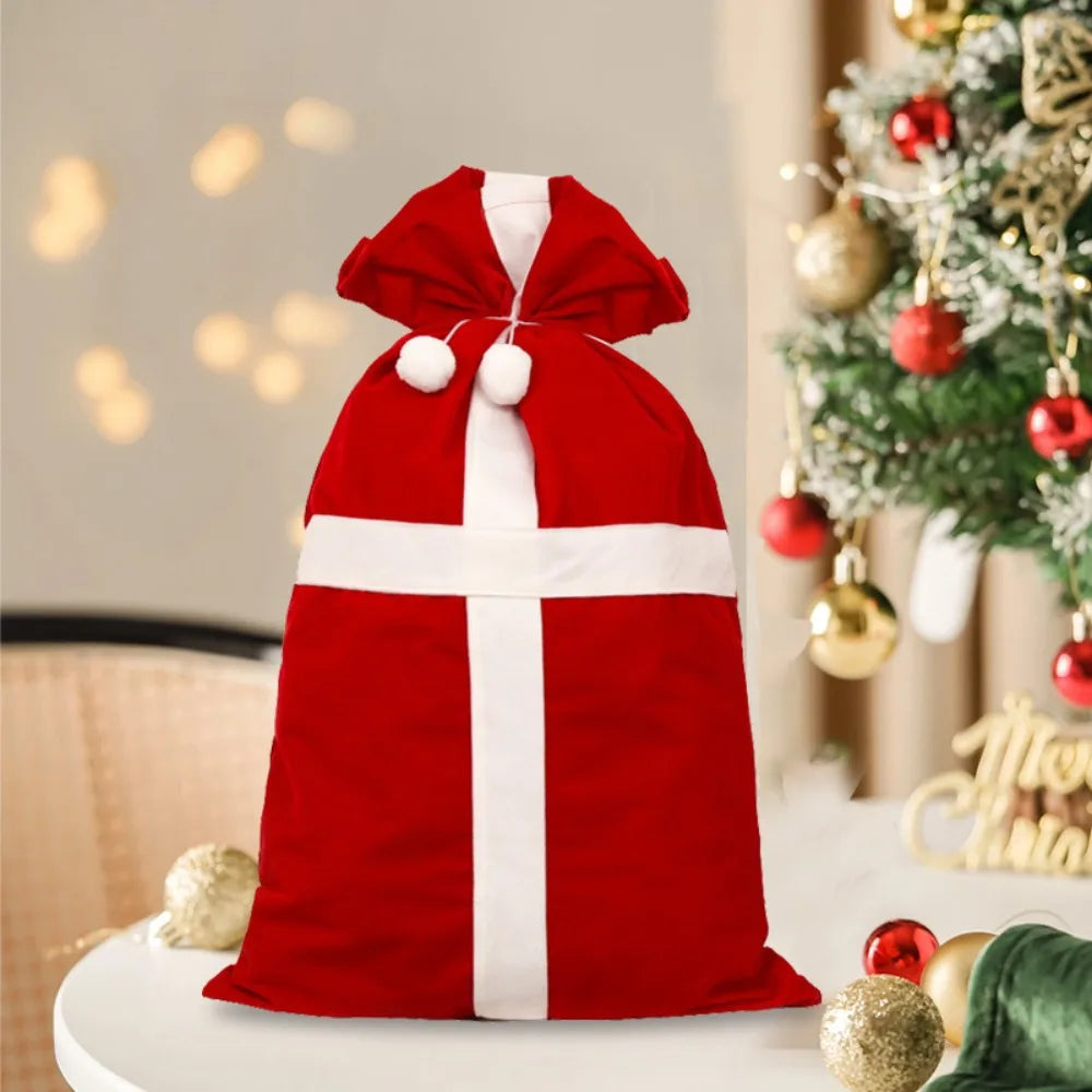Large Santa Claus Bags with Drawstring Kids Gift Candy Bag Fabric Snack Wrapping Pocket Christmas New Year Present Storage Bag Quake