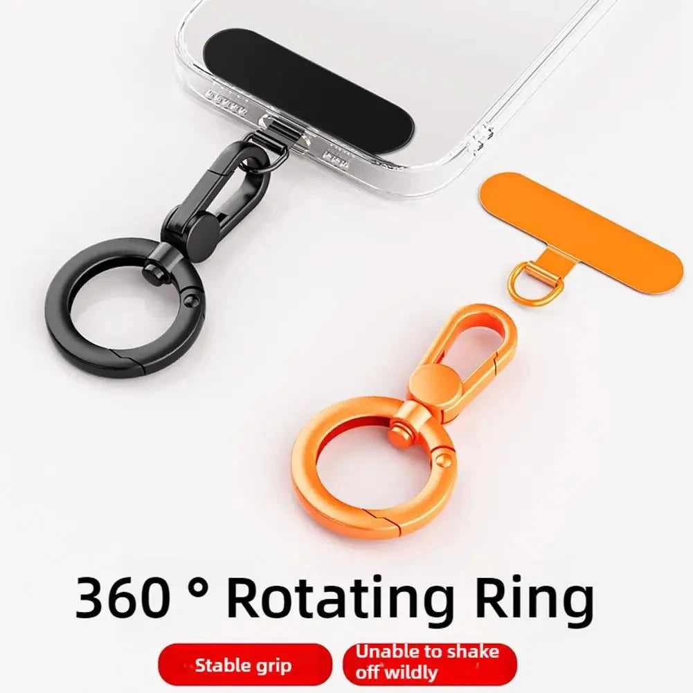 Metal Phone Lanyard Gasket Patch Rotatable Metal Buckle Hanging Steel Clip Card Cord Tab Mobile Phone Accessories Quake