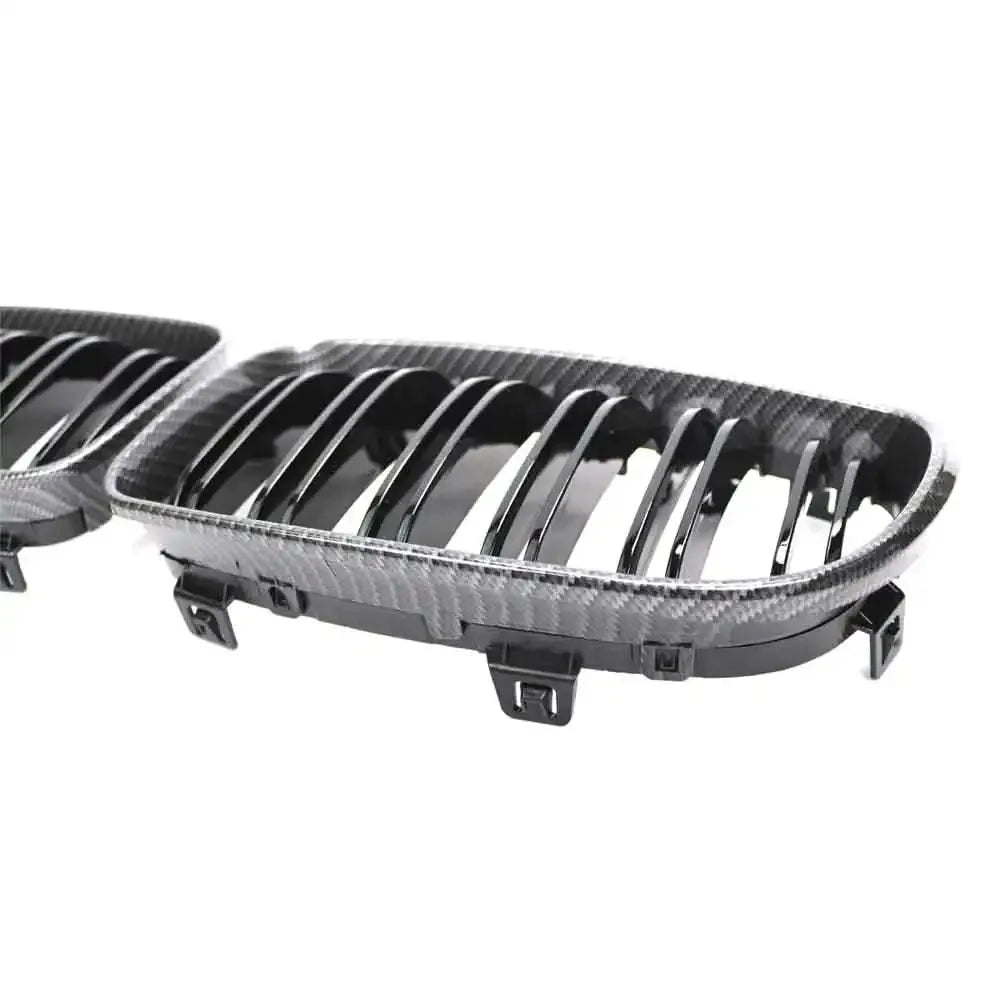 For BMW 1 Series E87 E81 E82 E88 2008-2011 2x Car ABS Grille Front Kidney Grill Doulbe Line Style 51137354949 51137354950 Parts Quake