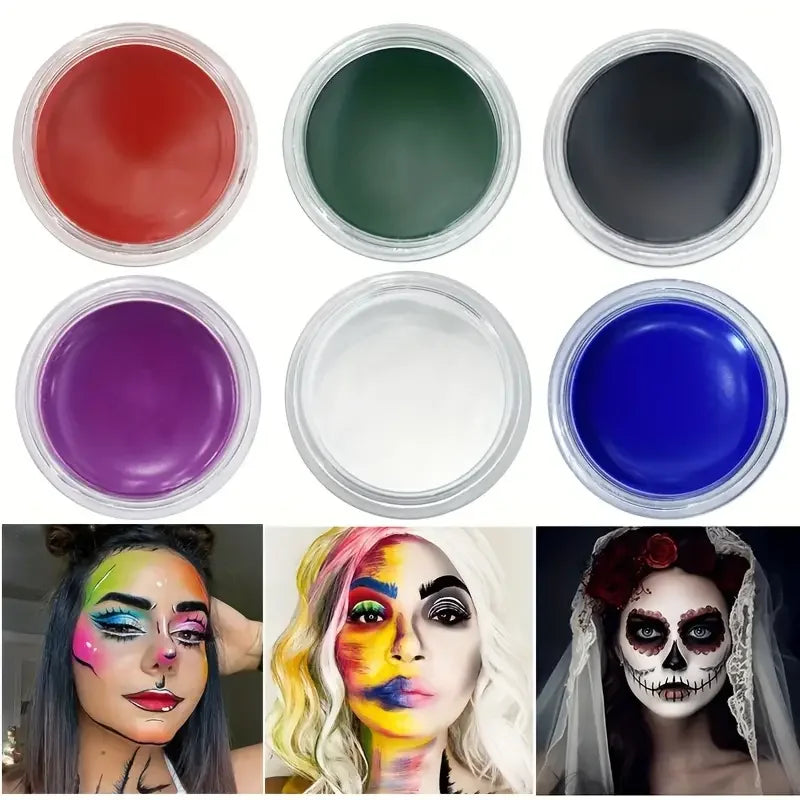 10g Face Paint Oil Body Painting Halloween Makeup Face Painting Stage Makeup Waterproof Body Paint With 6 Brushes Quake