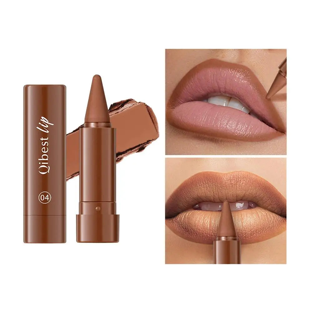 Twist Up Gradient Matte Lipstick Crayon Lip Liner Pencil For Women, Long Lasting Waterproof Flawless Contour Lip Pencil Crayon Quake 04