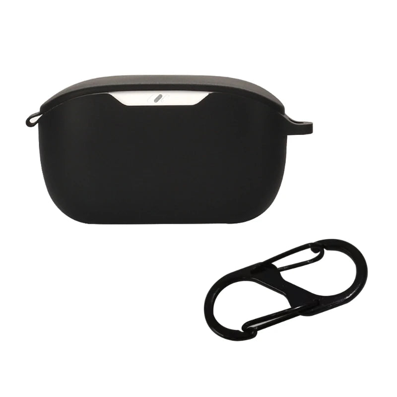 Compatible for JBL Wave Buds Shockproof Headphone Sleeve Impact-resistant Housing Anti Dust Washable Silicone Soft Cover K1KF Quake Black