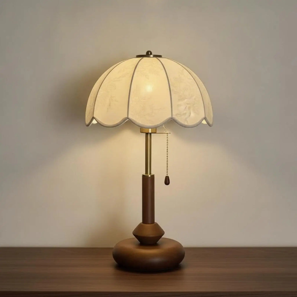 Wooden Table Lamp Vintage Table Lamp with Wood Base Floral for Nightstand, Reading Nook Quake