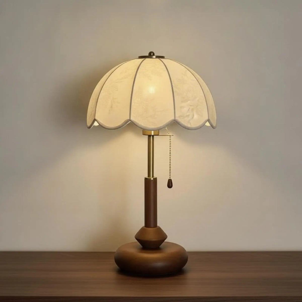Wooden Table Lamp Vintage Table Lamp with Wood Base Floral for Nightstand, Reading Nook Quake