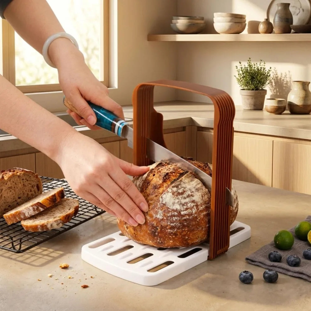 Foldable Toast Slicer Non-stick Bread Cutter Tool Food-grade Plastic Bread Cutting Guide Tools for Homemade Bread Kitchen Baking Quake