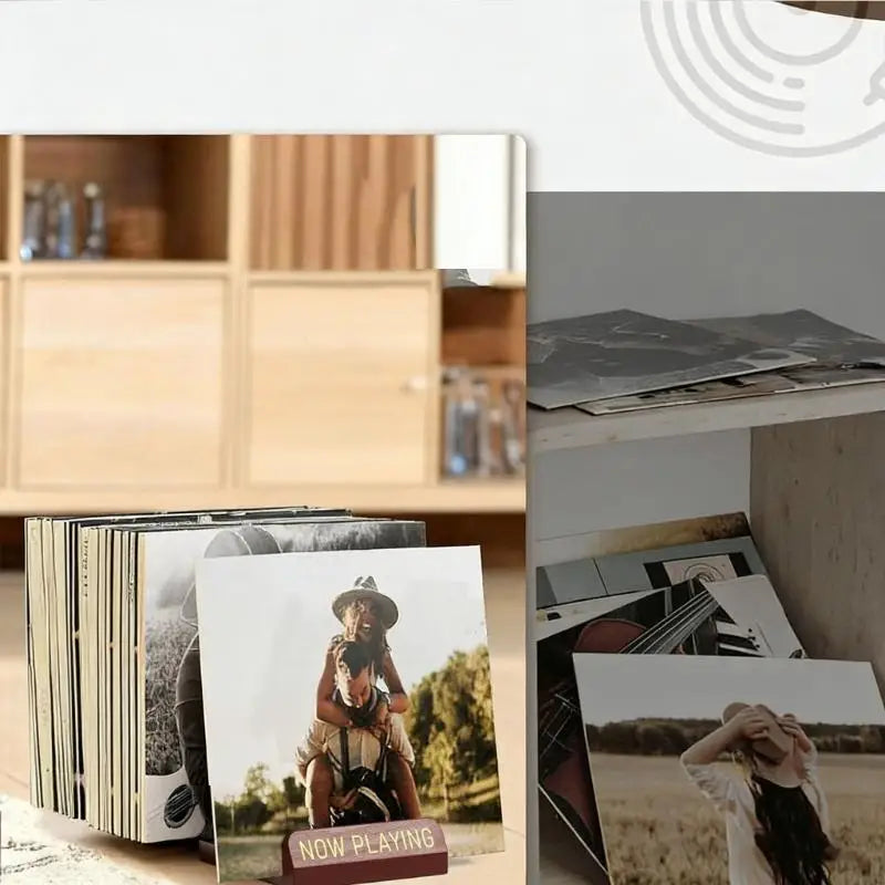 Sophisticated Album Holder With metal Finishes Stores 50 Records Vertically To Avoid Warping K1KF Quake