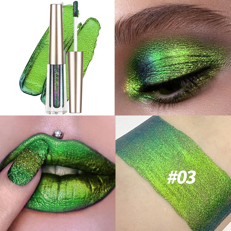 Chameleon EyeshadowsDiamond Glitter Liquid Eyeshadow StickHighly Pigmented Metallic Shimmering Long Lasting Shine All Makeup Quake 03
