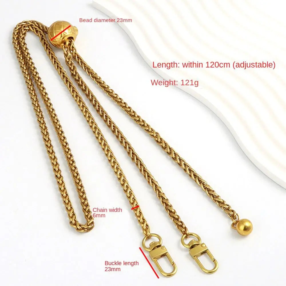 Fashion Golden Silvery Metal Bag Chains Replacement Adjustable Shoulder Bag Straps Purse Chain Belt Quake old gold