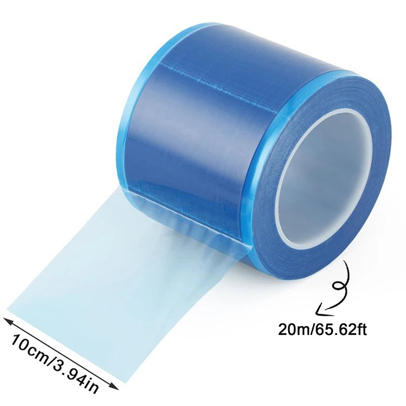 Width 10cm Disposable Protective Barrier Film Tape, Bathroom Toilet Isolation Sticker, Anti-Stain Cover for Door Handle & Switch Quake Blue