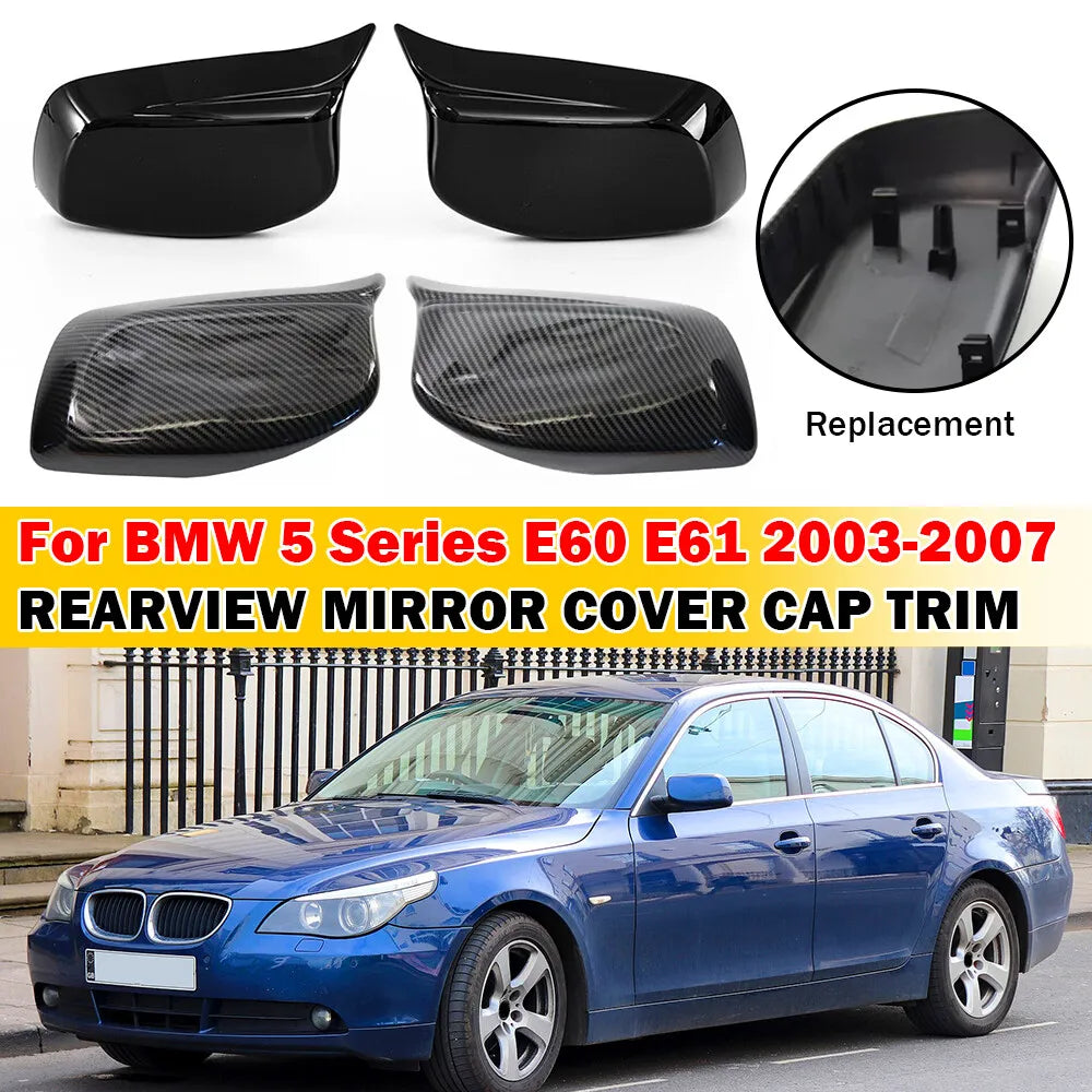 For BMW 5 Series E60 E61 E63 E64 525i 530i 528i 2003-2007 Car Replacement Rearview Side Mirror Cover Wing Cap Exterior Case Trim Quake