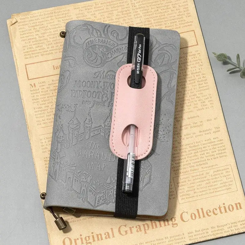 1Pcs PU Leather Pen Holder With Elastic Band for Notebook Covers Journals and Books Accessories Keep Writing Tools Handy Quake pink