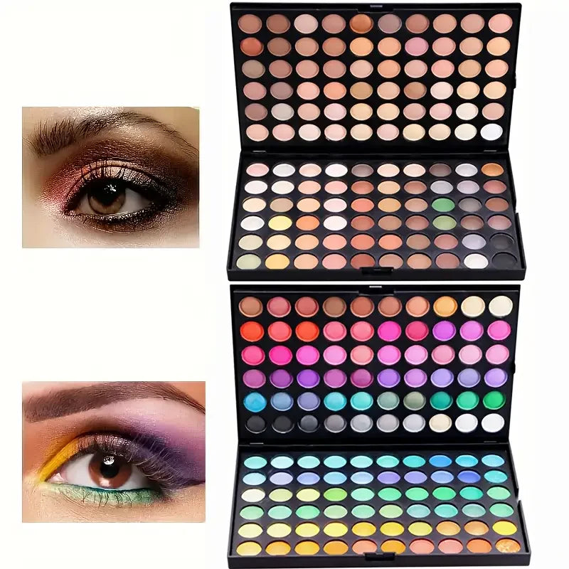 120 Color Eyeshadow Palette with Matte and Shimmer Effects Nude Warm Tones for Parties, Events and Professional Makeup Artistry Quake