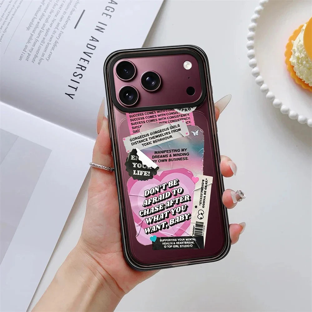 Deserve Love Pattern Impact Black Border Magnetic Case: Compatible with IPhone 18 17 16 15 14 13 Pro Max 18Pro Quake