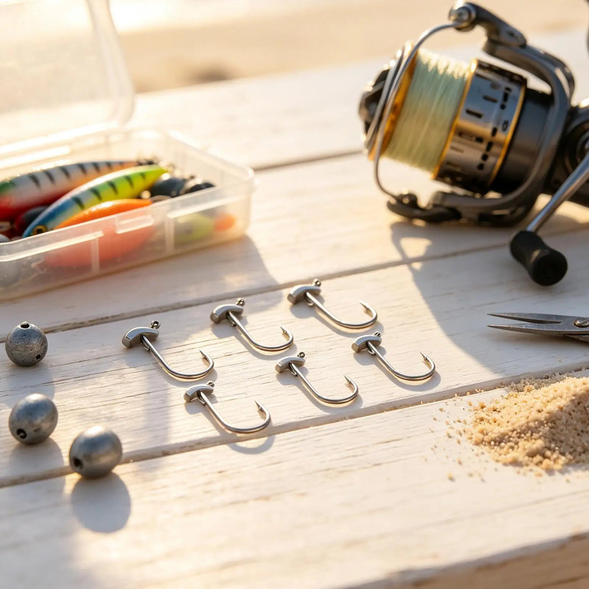 Urchin Baits for Bass Fishing 12 Pieces Weighted Long Shank Jig Head Kit Swimbait Hooks With Keeper for Saltwater Shrimp Trout Quake