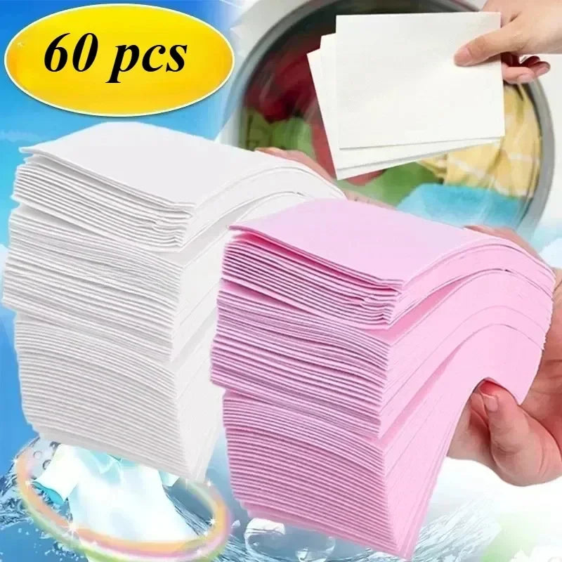 60 Pieces of Laundry Detergent Cleaning Pad Strong Stain Remover Long-lasting Fragrance Laundry Soap Washing Machine Clothes Quake Mixing 2 Set-60 Pcs