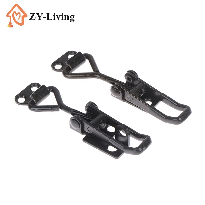 2Pcs Black Adjustable Toggle Latch Catch, Lever Handle Lock Hasp Quick Clamp for Cabinet Box Furniture Hardware Quake