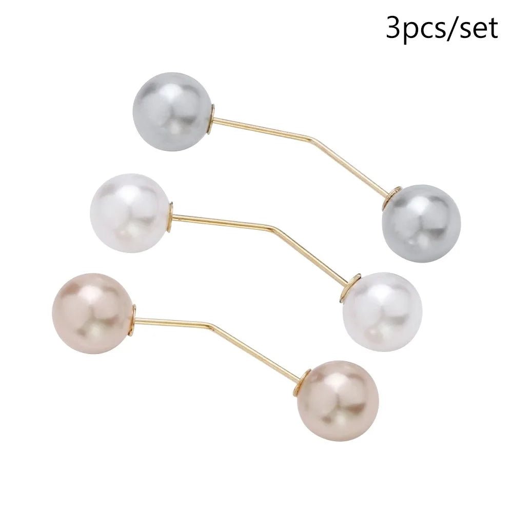 3/6/8PCS Double Head Pin Pearl Brooch Adjustable Collar Clip Non-Slip Safety Pins DIY Sewing Multi-Purpose Brooches Quake Style 10