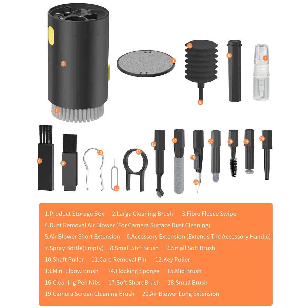 Multi-function Phone Tablet Keyboard Cleaning Kit for iPhone and AirPod headphone Brush Keyremover screen cleaner Quake Q20 black no