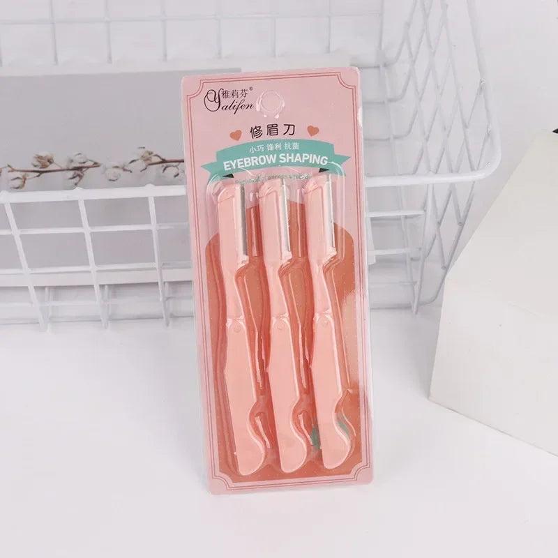 Safe Eye Brow Razor Eyebrow Trimmer Makeup Tools Face Body Hair Removal Shaver Blades Woman Eyebrows Shaping Knife Cosmetic Tool Quake set