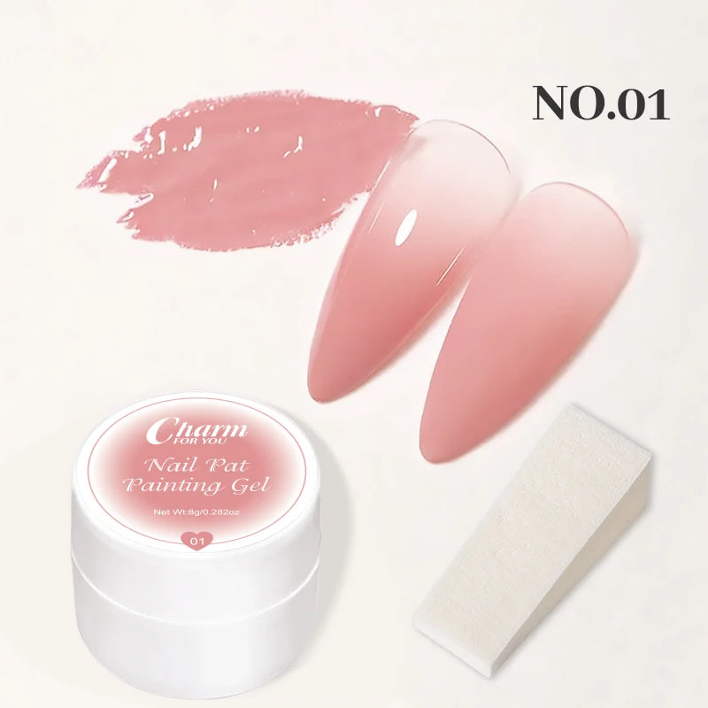 20 Colors Pat Painting Gel,Gel Nail Polish,Soak Off UV LED Gel Polish,Gel Paint For Nail Art Drawing Gel Nail For Art Design Quake 001and sponge