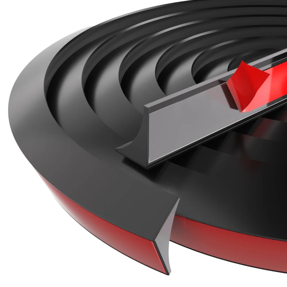Durable Silicone Quarter Round Molding Trim Peel and Stick Flexible Shoe Molding 1/2/3 Meters Water Dam Barrier Floor Edge Quake Black-100cm
